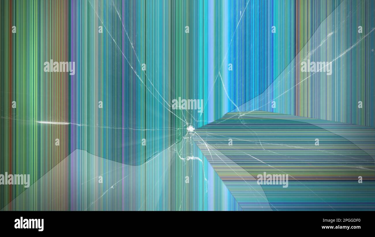 Schermo TV rotto con strisce colorate, illustrazione Foto stock - Alamy