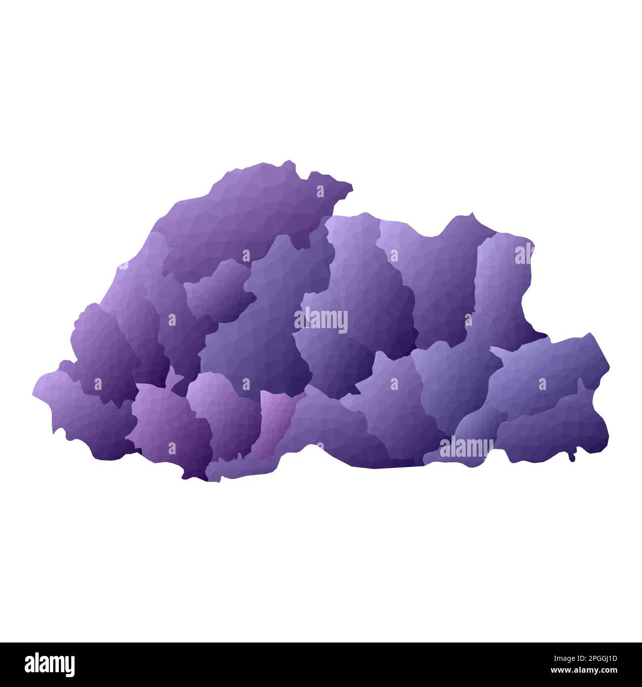 Mappa del Bhutan. Profilo del paese in stile geometrico. Illustrazione vettoriale viola divino. Illustrazione Vettoriale
