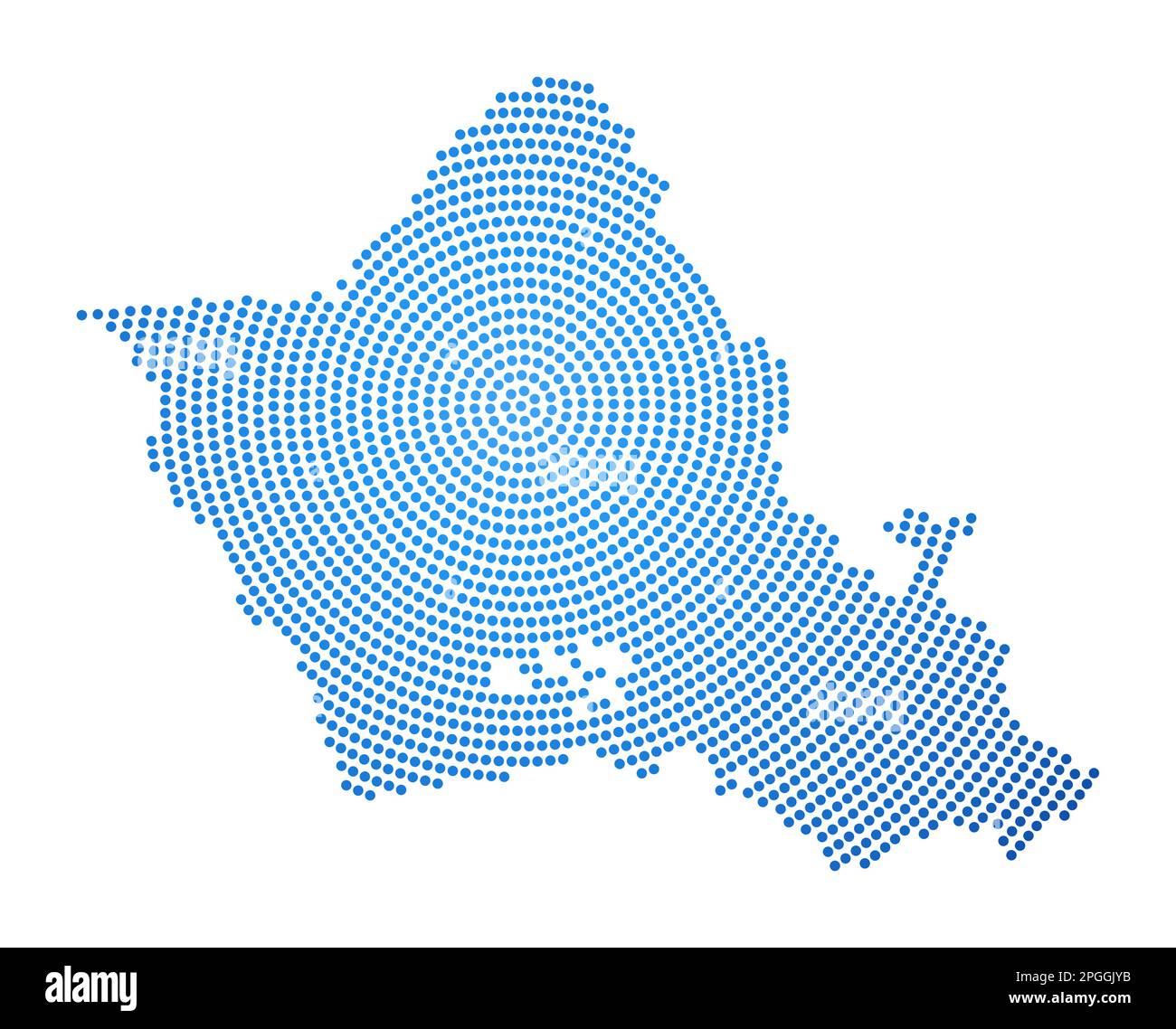 Mappa punteggiata di Oahu. Forma in stile digitale di Oahu. Icona tecnologica dell'isola con punti graduati. Eccezionale illustrazione vettoriale. Illustrazione Vettoriale