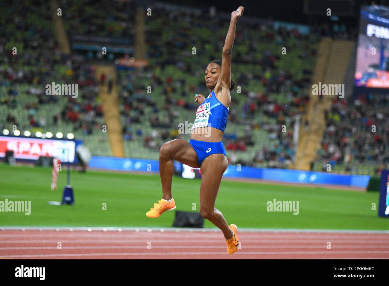 Larissa Iapichino (Italia). Donne Long Jump. Campionato europeo di Monaco 2022 Foto Stock