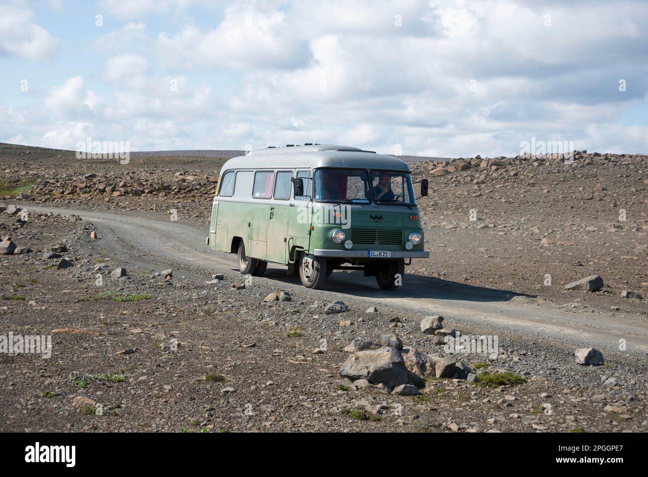 Robur on Sprengisandur, F26, Highlands, Islanda Foto Stock