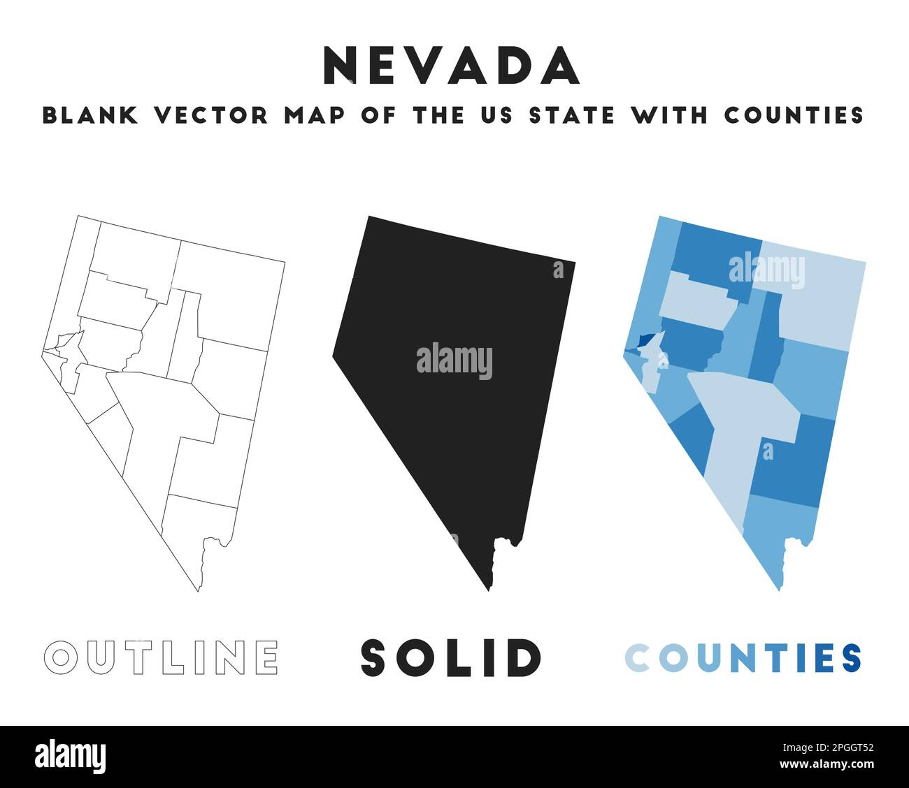 Mappa del Nevada. Confini del Nevada per la tua infografica. Forma dello stato US vettoriale. Illustrazione vettoriale. Illustrazione Vettoriale
