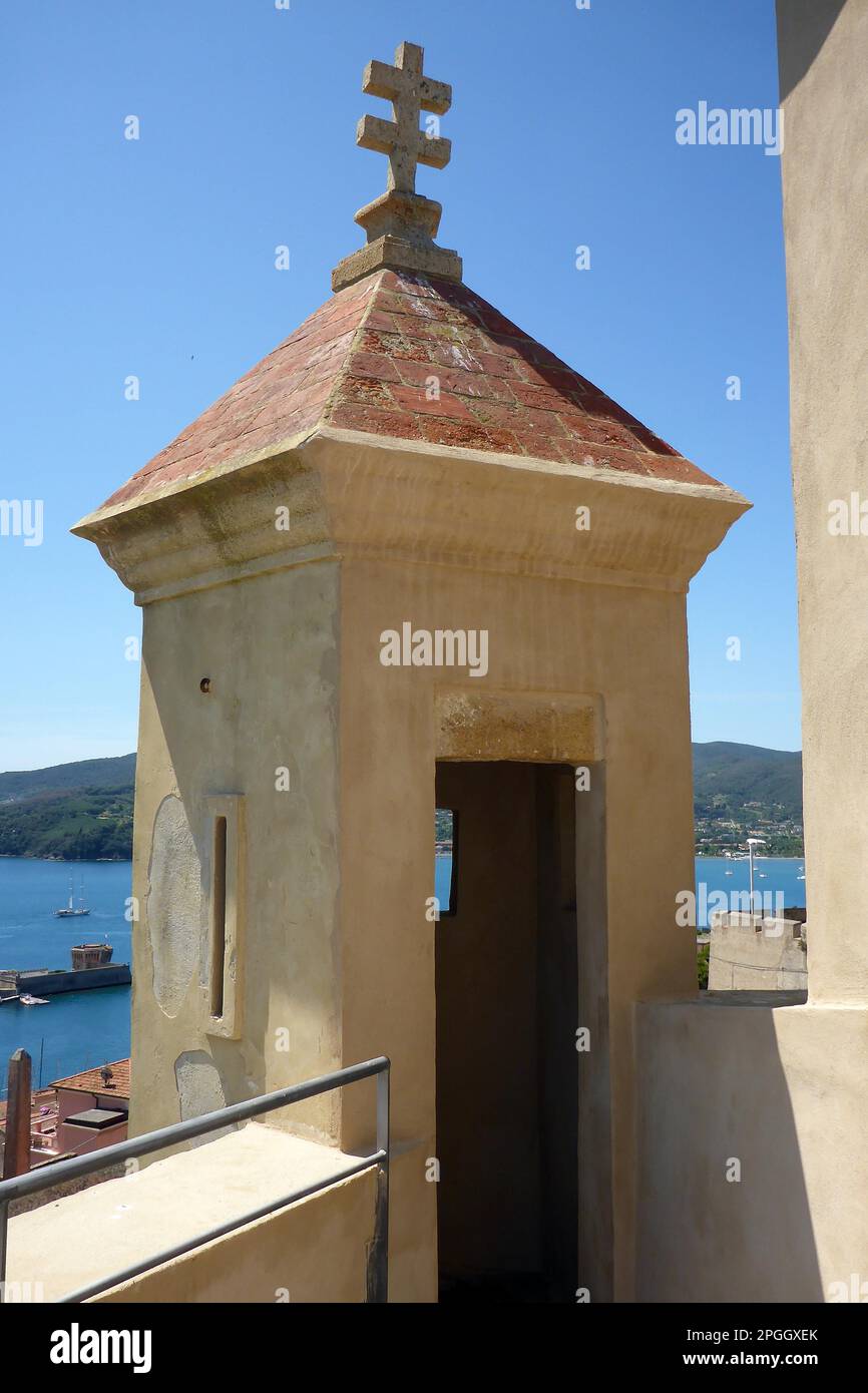 Guardia, torre di guardia, torre di guardia, fortezza di Forte Falcone, Portoferraio, Elba, Toscana, Italia Foto Stock