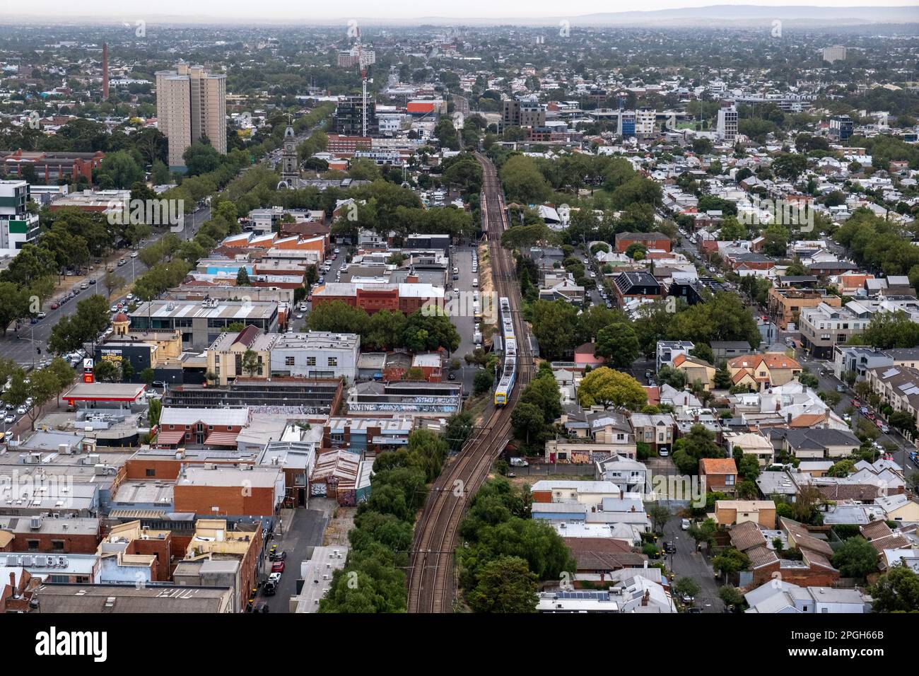 Veduta aerea dei sobborghi di Melbourne a Victoria, Australia Foto Stock