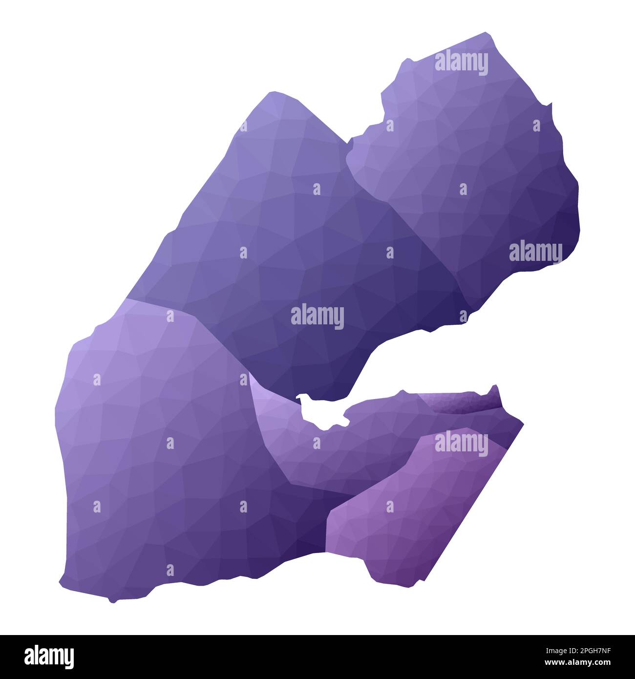 Mappa di Gibuti. Profilo del paese in stile geometrico. Illustrazione vettoriale viola impeccabile. Illustrazione Vettoriale