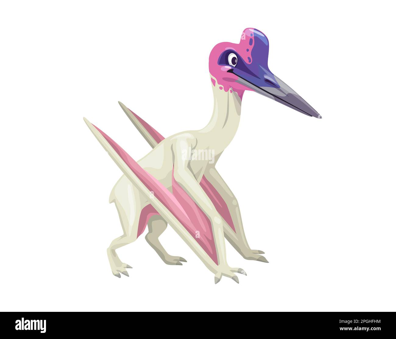 Fumetto quetzalcoatlus dinosauro carattere. Genere vettoriale isolato di pterosauro dentifricio della famiglia degli Azhdarchidae. Epoca preistorica cretacea alata fl Illustrazione Vettoriale