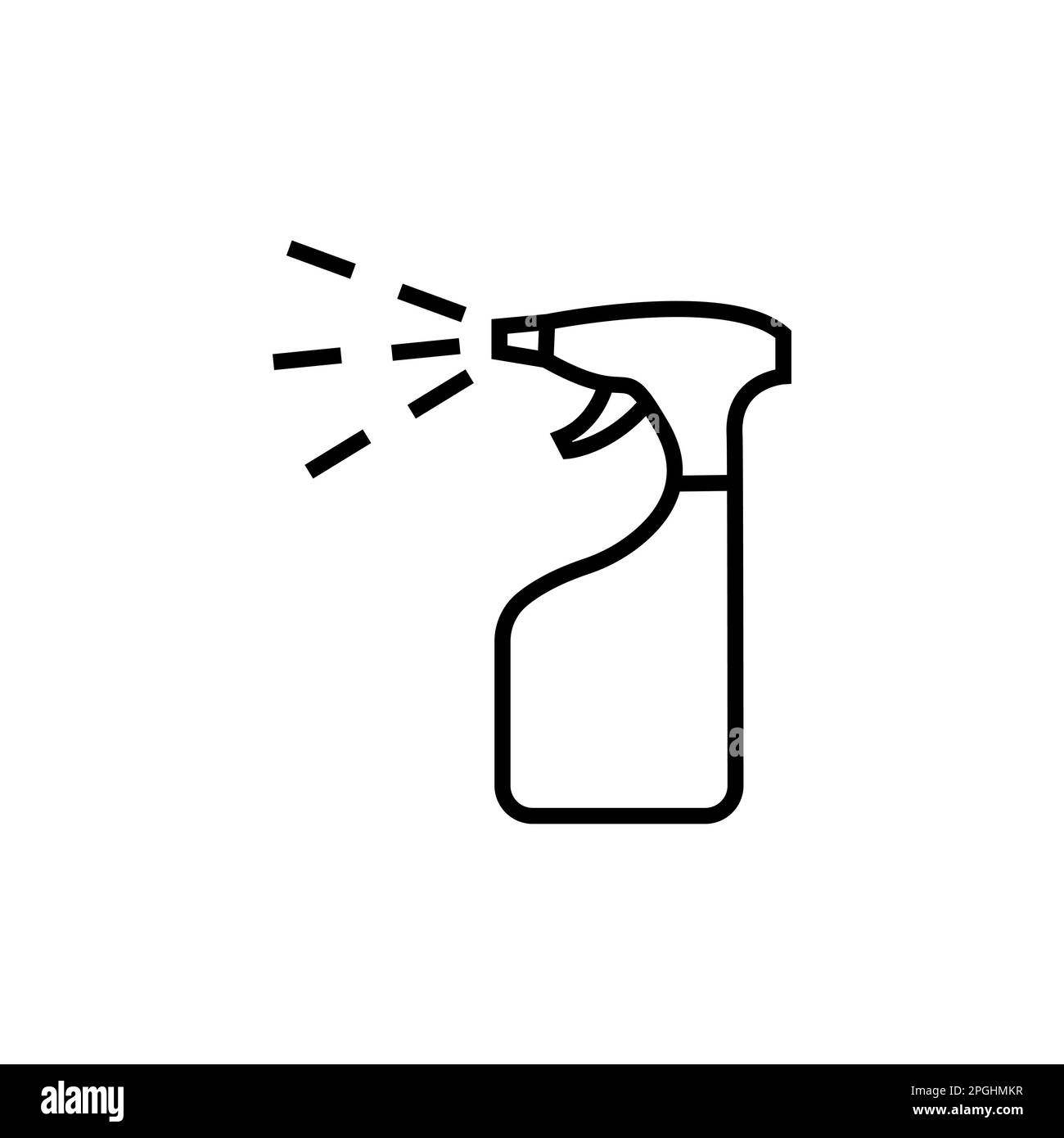 Icona della linea del flacone spray di pulizia. simbolo di stile lineare per concetto mobile e web design. Icona vettoriale contorno detergente irroratrice. Simbolo, illustrazione del logo Illustrazione Vettoriale