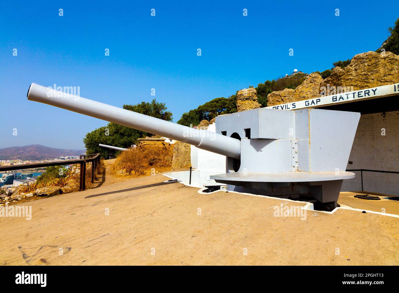 Devil's Gap Battery, Gibilterra Rock e la riserva naturale Upper Rock, Gibilterra Foto Stock