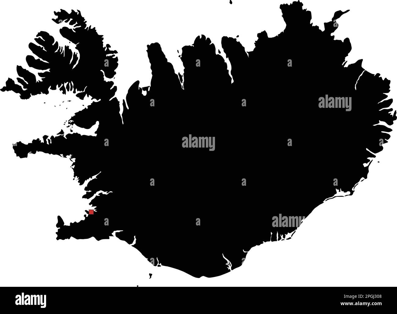 Mappa della silhouette dell'Islanda molto dettagliata. Illustrazione Vettoriale