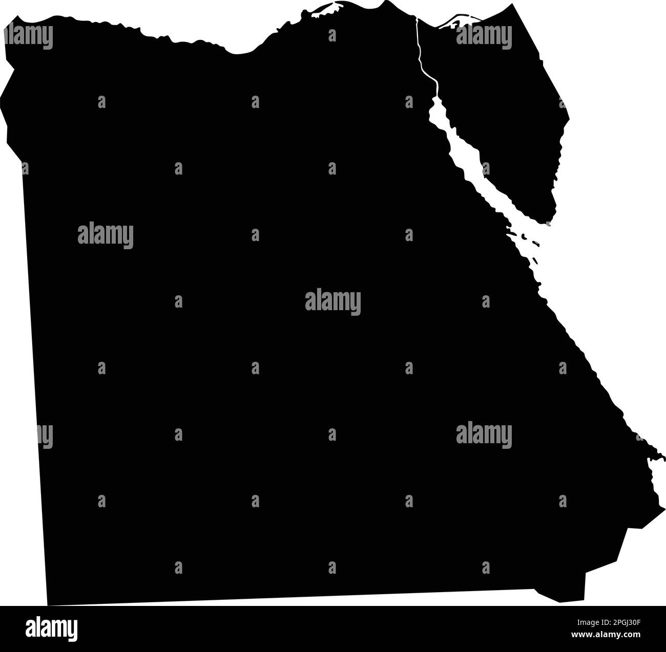 Mappa Egitto Silhouette molto dettagliata. Illustrazione Vettoriale