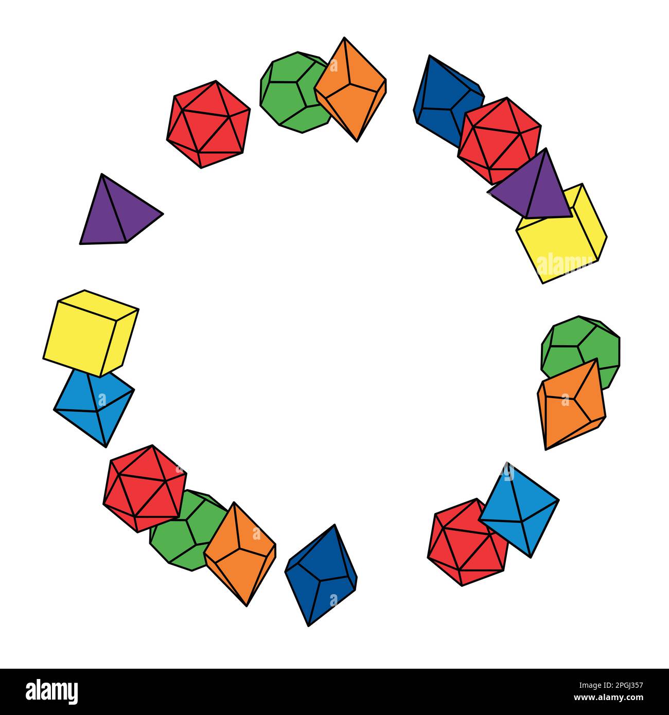 Struttura a dadi multicolore di forma rotonda, disegno a mano Illustrazione Vettoriale