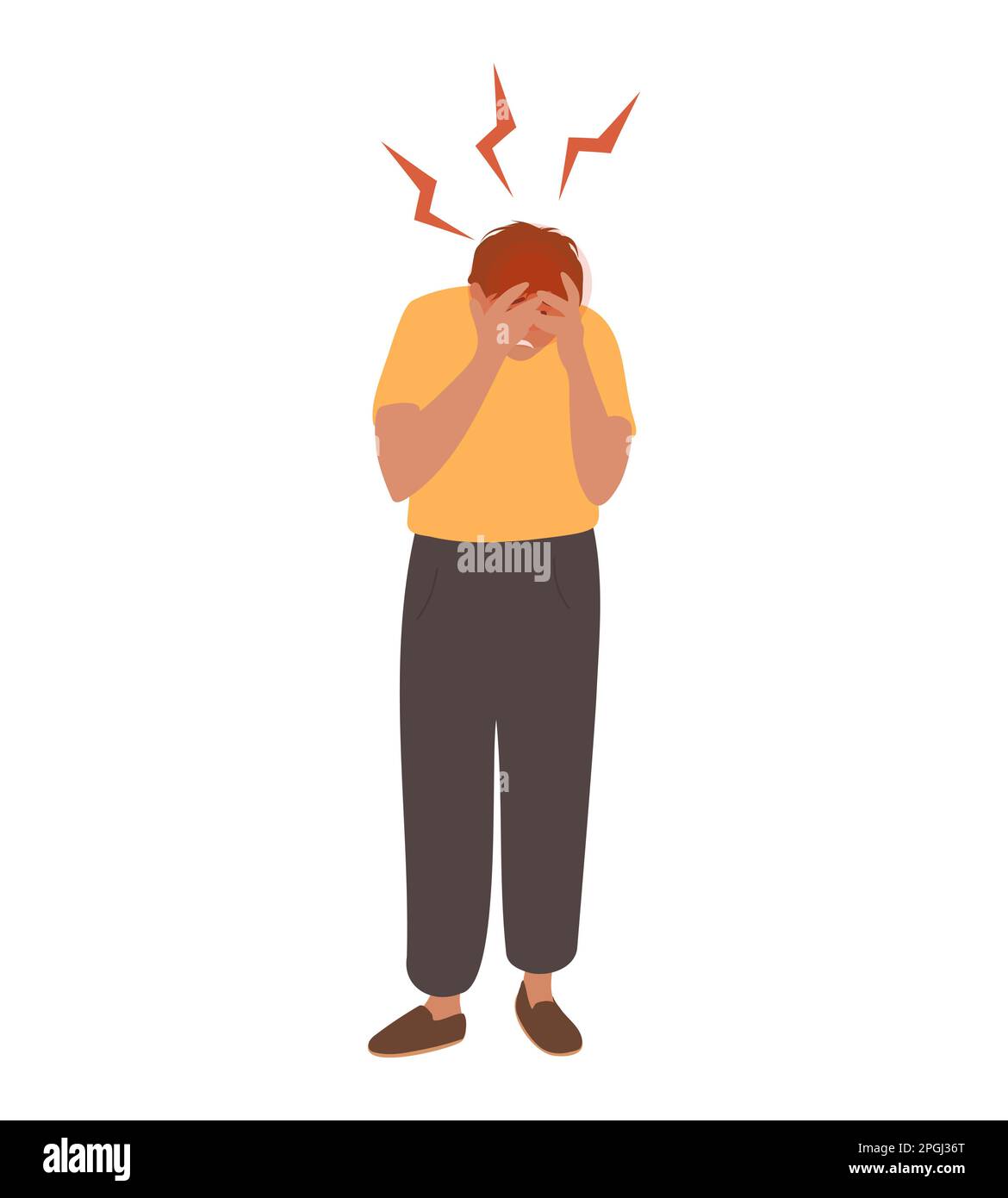 Giovane uomo che soffre di mal di testa. Illustrazione Vettoriale