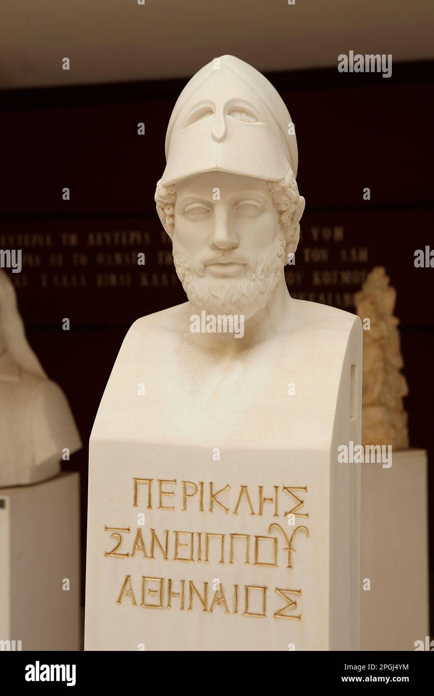Statua di Pericle al museo della guerra di atene Foto Stock