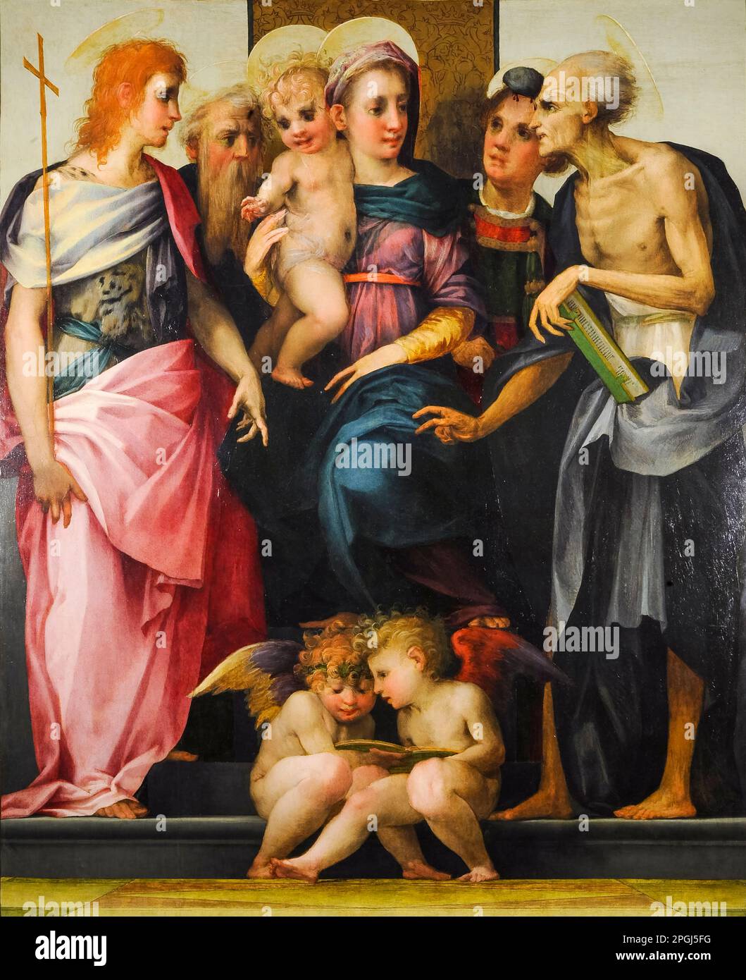 Rosso Fiorentino, pala d'altare di Santa Maria Nuova, pittura ad olio su pannello, 1518 Foto Stock