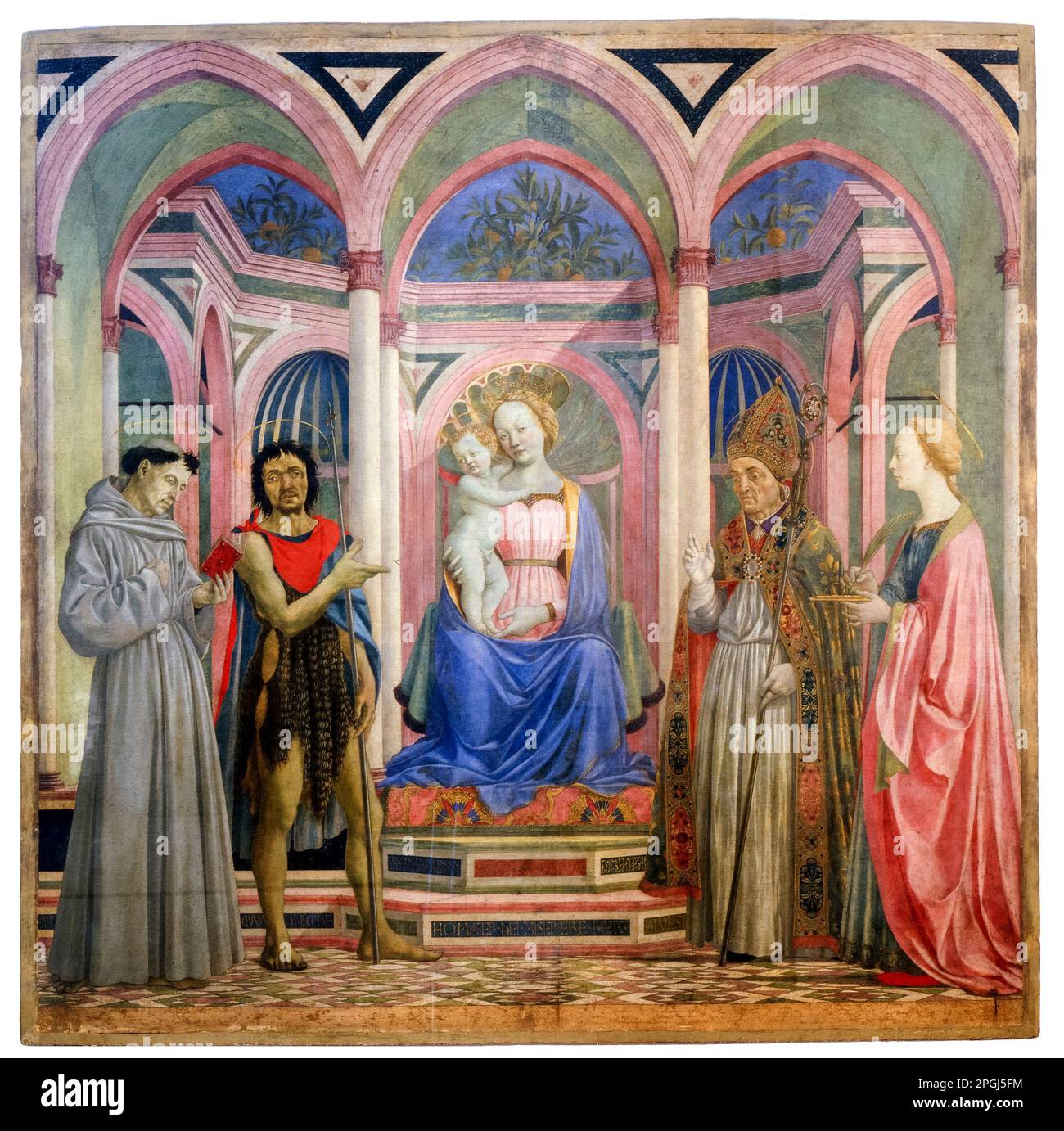 Domenico Veneziano, pala d'altare di Santa Lucia de' Magnoli, dipinto in affresco trasferito su tela, 1445-1447 Foto Stock