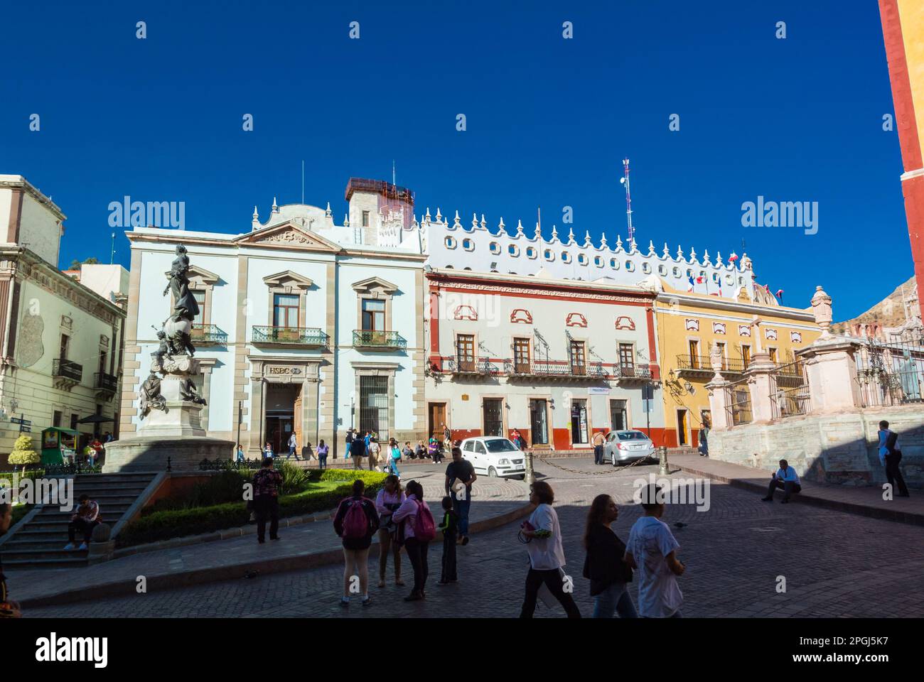 Guanajuato, Guanajuato, Messico, Plaza de la paz con l'architettura colorata che è il centro della città storica di Guanajuato Foto Stock