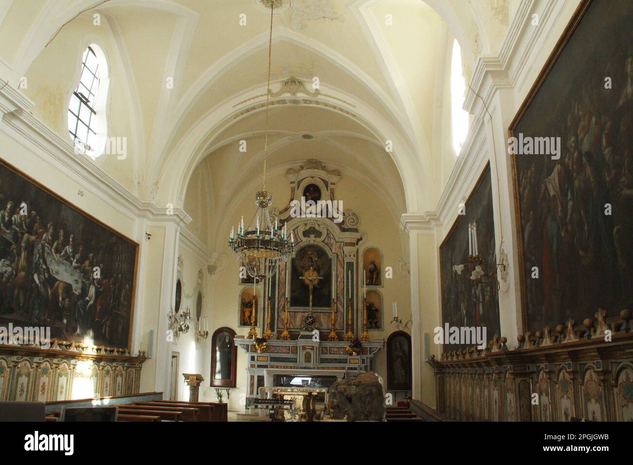 Gallipoli, Italia. Interno della Chiesa di Santa Maria degli Angeli del 17th° secolo. Foto Stock