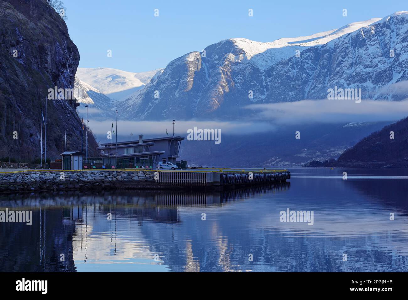 Flam su Aurlandsfjiord Norvegia Foto Stock