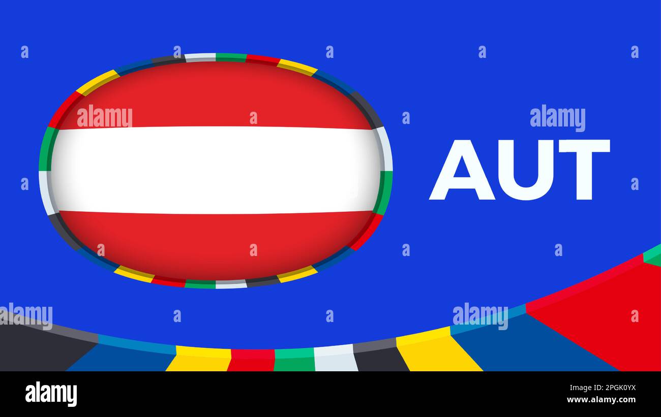 Bandiera austriaca stilizzata per la qualificazione ai tornei europei di calcio. Flag sullo sfondo del vettore. Illustrazione Vettoriale