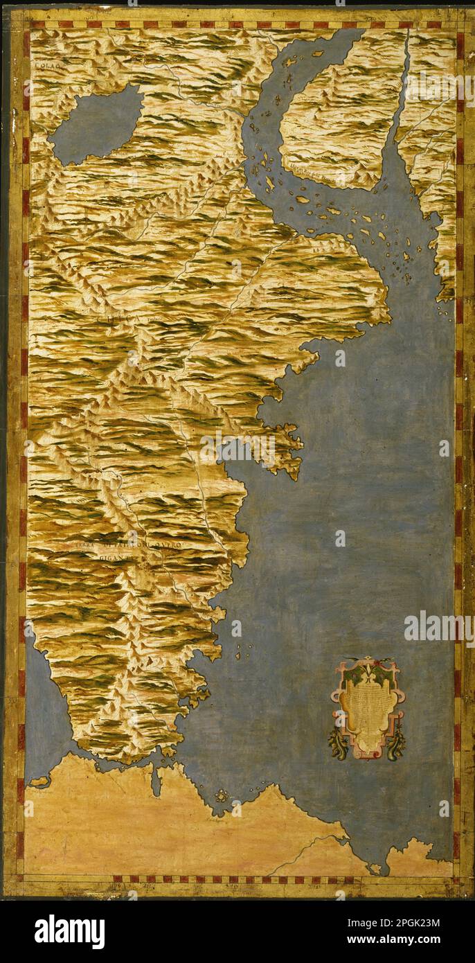 Cile e Argentina con lo stretto di Magellano (1565 - 1575) di Egnazio Danti Foto Stock