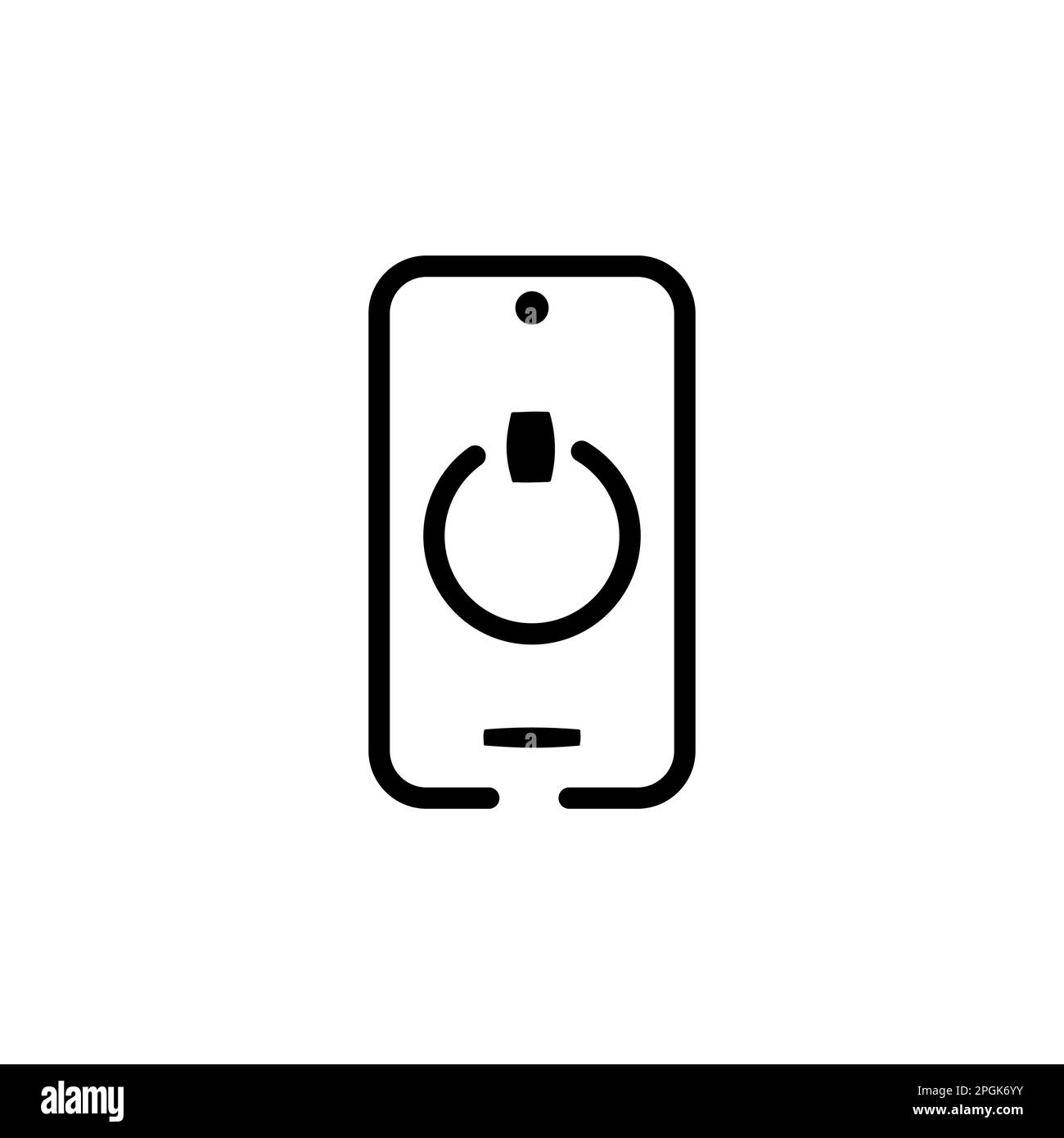 Icona del design piatto del telefono cellulare con icona di accensione spenta Illustrazione Vettoriale