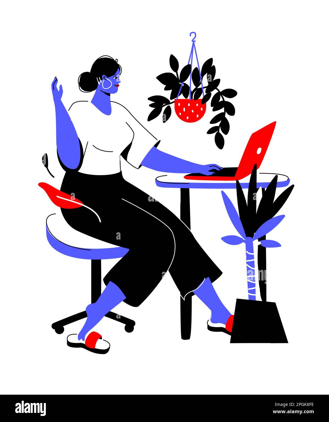 Lavoro a distanza e freelance - disegno piatto colorato Illustrazione Vettoriale