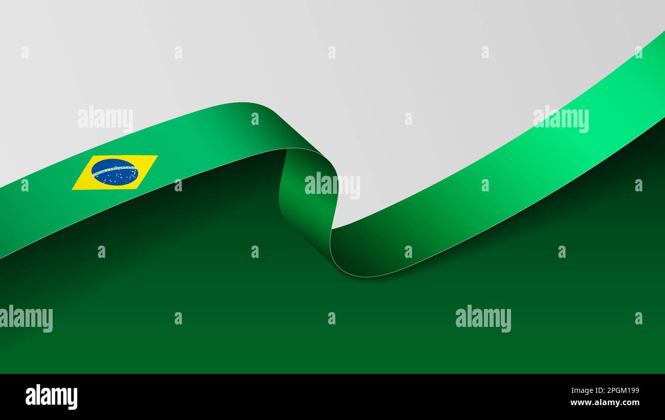 Sfondo bandiera nastro Brasile. Elemento di impatto per l'uso che si desidera fare di esso. Illustrazione Vettoriale