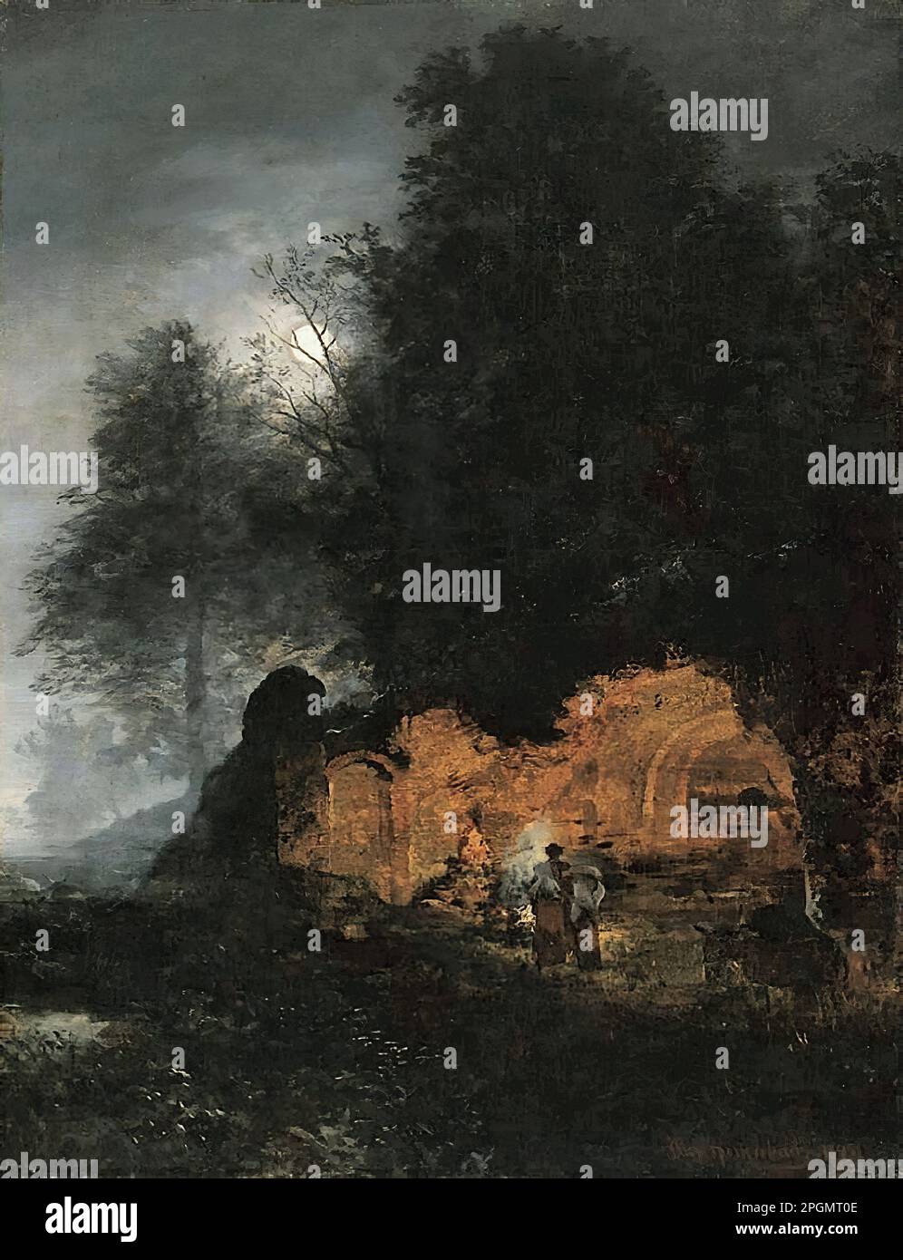 Achenbach Oswald - Italienische Abendlandschaft mit einer Grotte - Scuola tedesca - 19th° secolo - Achenbach Oswald - Italienische Abendlandschaft mit einer Grotte - Scuola tedesca - 19th° secolo Foto Stock