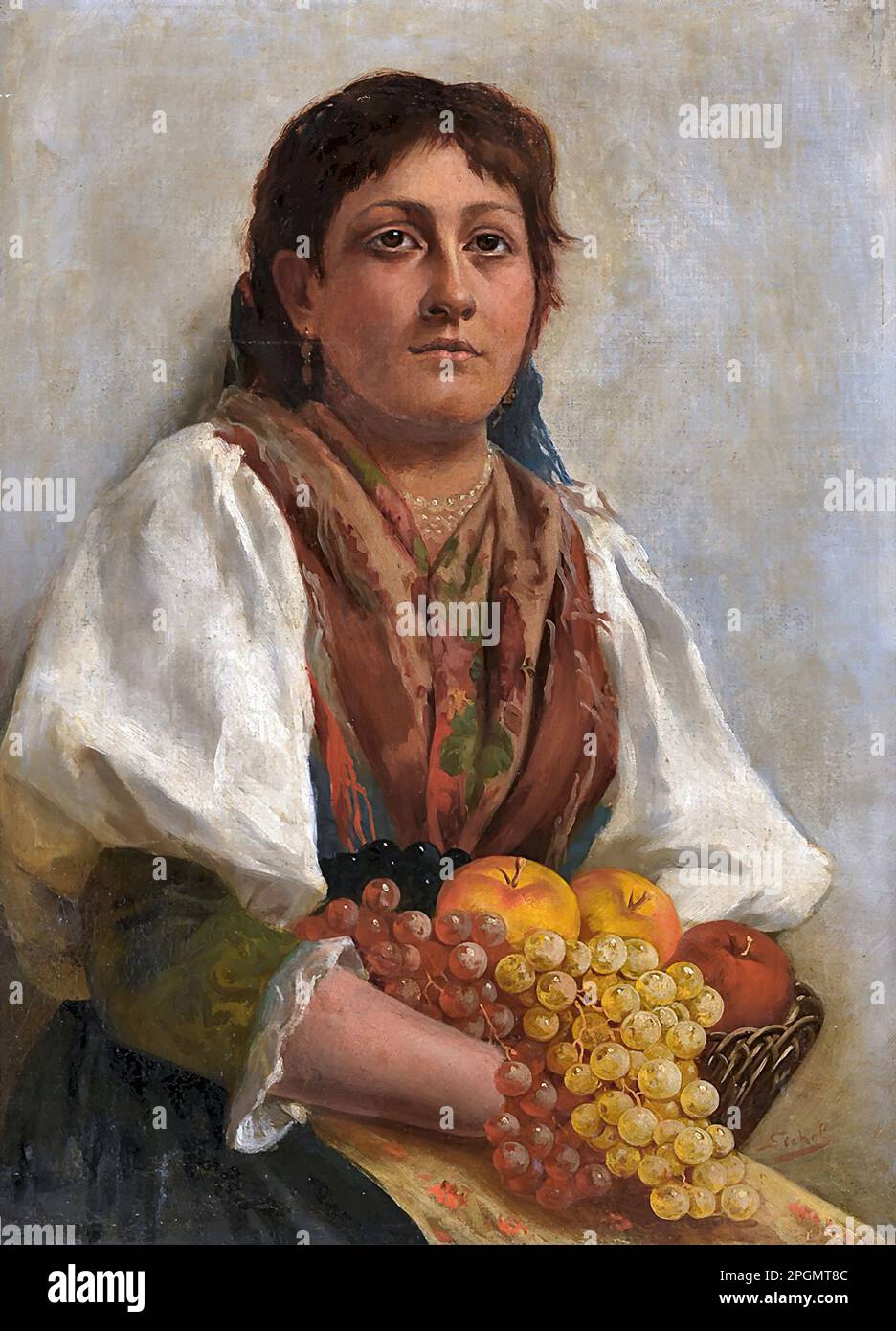 Sichel Nathaniel - Fruit seller - Scuola di Tedesco - 19th° secolo - Sichel Nathaniel - Italienische ObstverkÃ¤uferin - Scuola di Tedesco - 19th° secolo Foto Stock