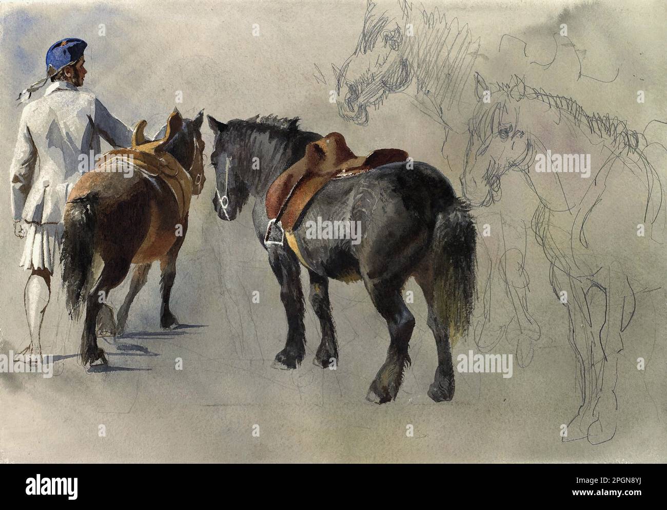 Haag Carl - i pony Daisy e Lochnagar - Scuola tedesca - 19th ° e inizio 20th ° secolo - Haag Carl - i pony Daisy e Lochnagar - Scuola tedesca - 19th ° e inizio 20th ° secolo Foto Stock