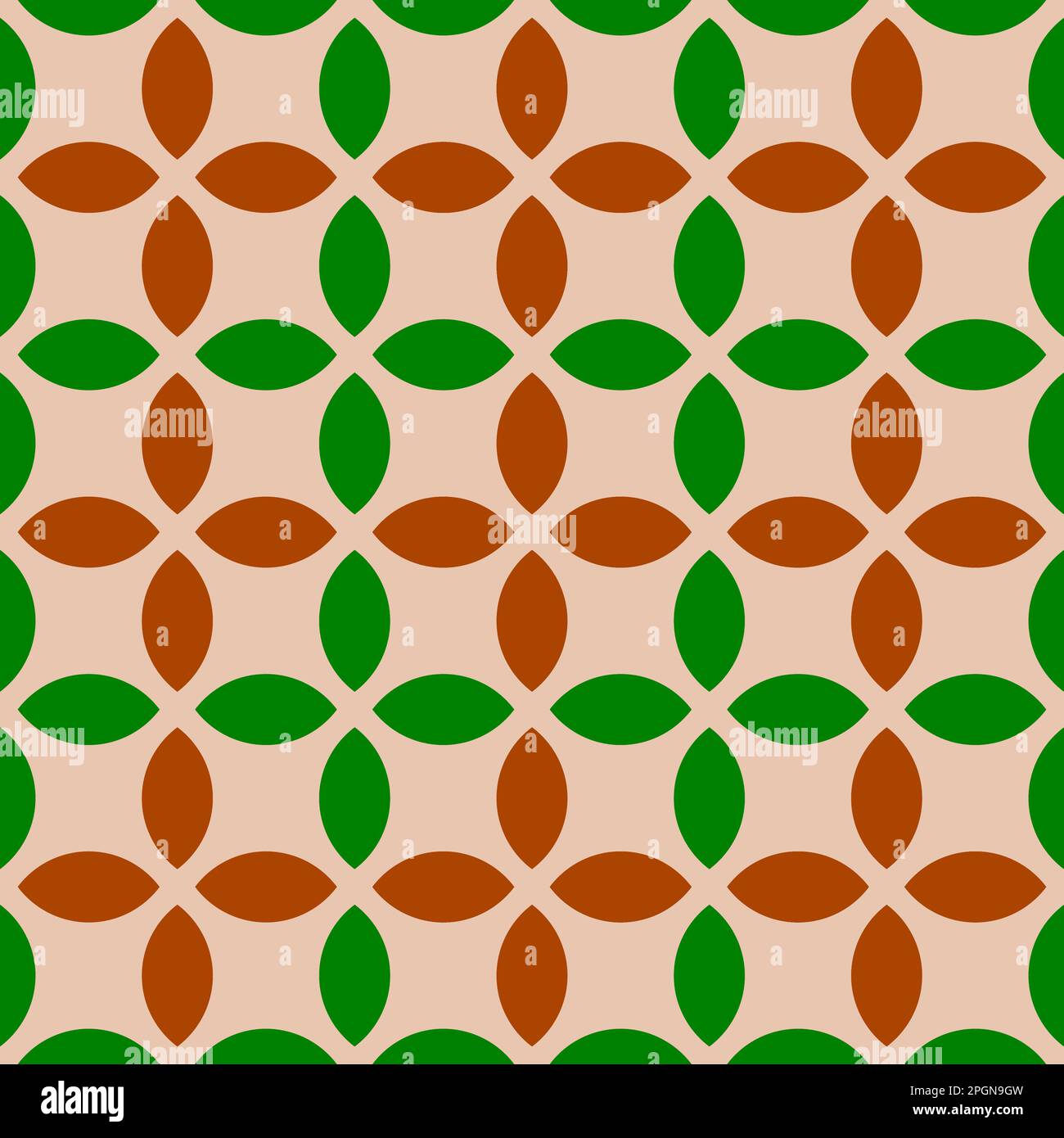 Pattern grafico vettoriale senza giunture di foglie marrone e verde con orientamento a novanta gradi Illustrazione Vettoriale