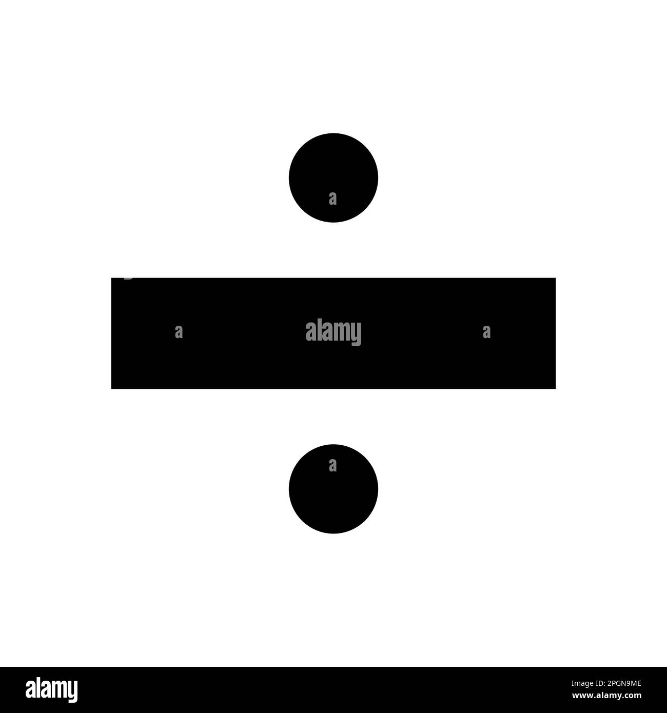 Grafica vettoriale monocromatica di un segno di divisione. Questo potrebbe essere utilizzato nell'insegnamento della matematica a livello primario o secondario Illustrazione Vettoriale