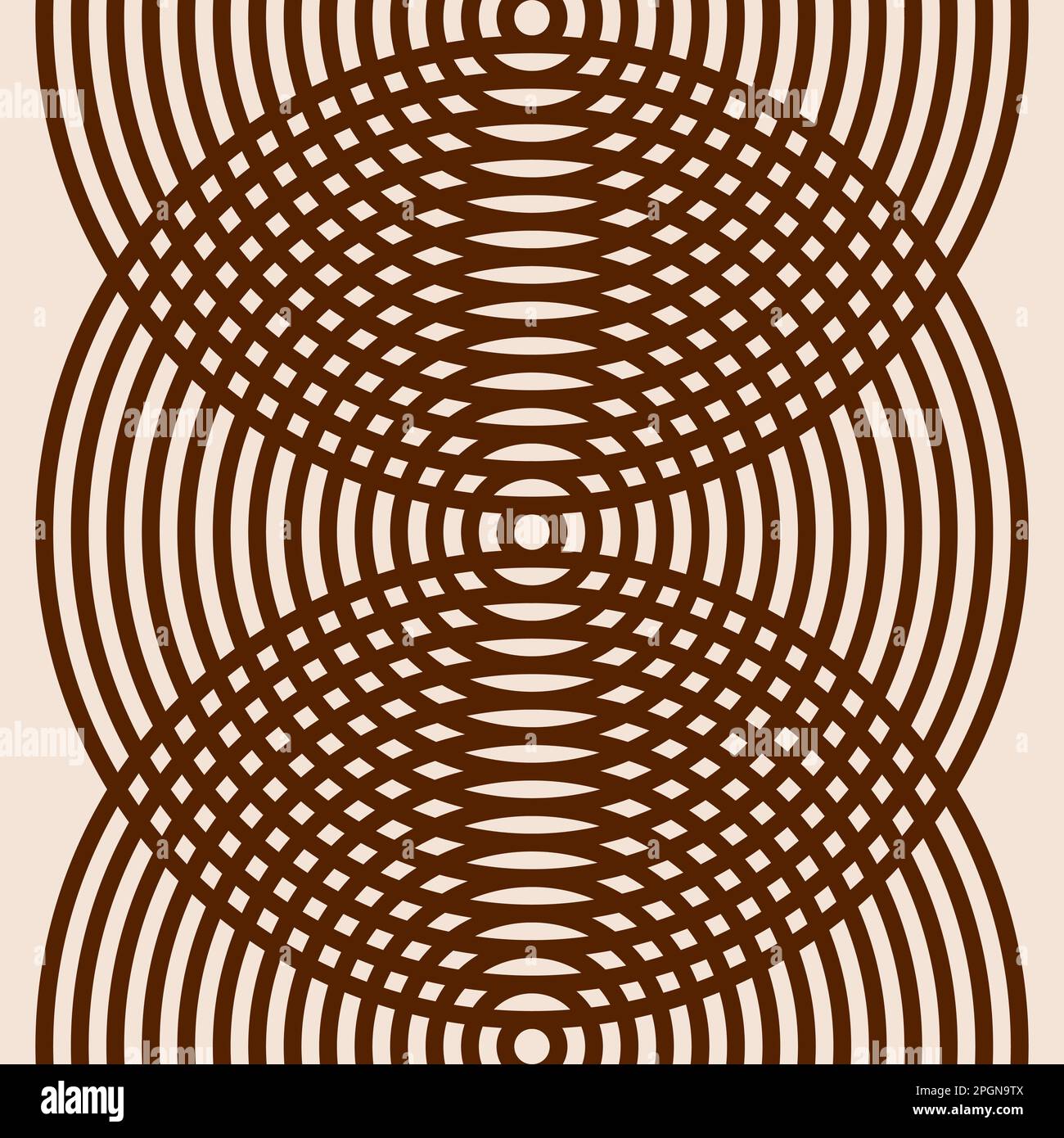 Grafica vettoriale marrone e beige di cerchi concentrici sovrapposti Illustrazione Vettoriale