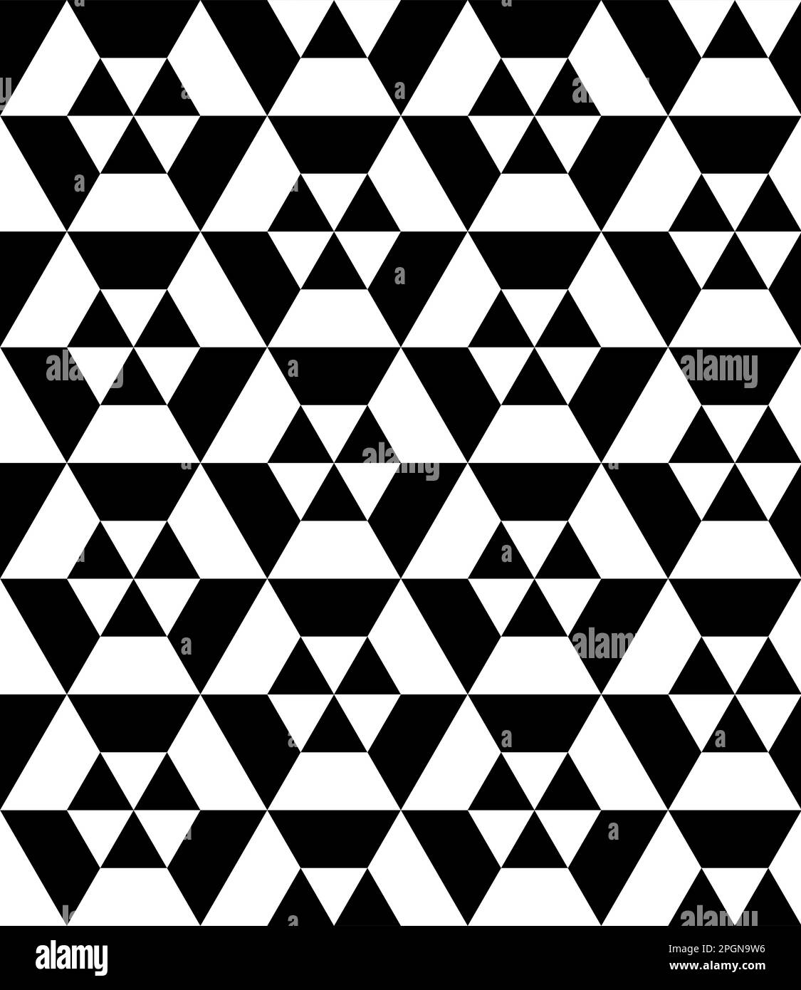 Grafica vettoriale monocromatica senza cuciture di pattern alternati di triangoli ed esagoni Illustrazione Vettoriale
