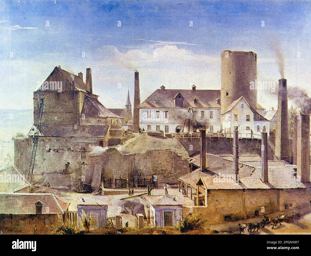 Rethel Alfred - la fabbrica Harkortsche a Burg Wetter - Scuola tedesca - 19th e inizio 20th ° secolo - Rethel Alfred - Die Harkortsche Fabrik Auf Burg Wetter - Scuola tedesca - 19th e inizio 20th ° secolo Foto Stock