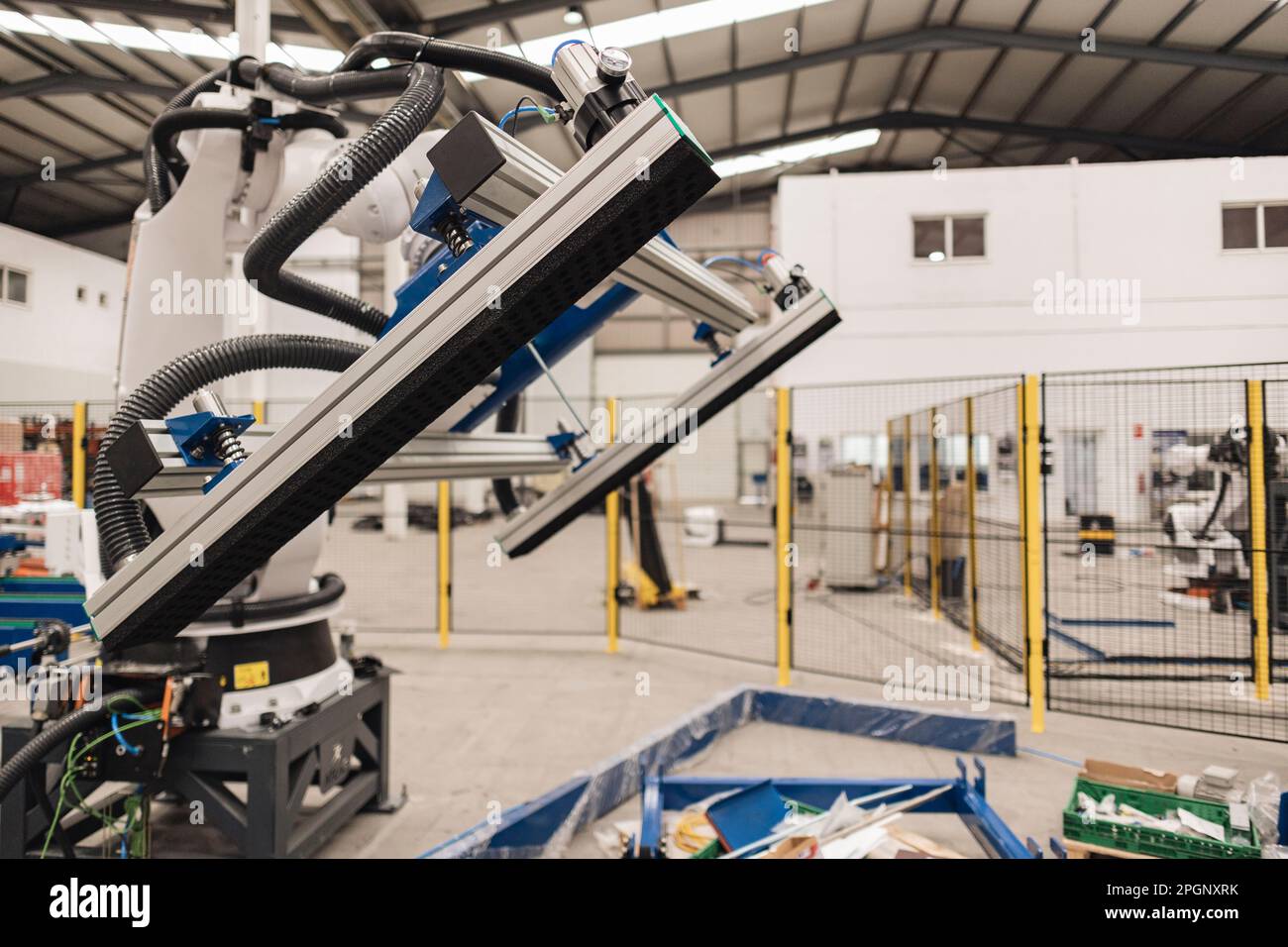 Parti della macchina in fabbrica di robotica Foto Stock