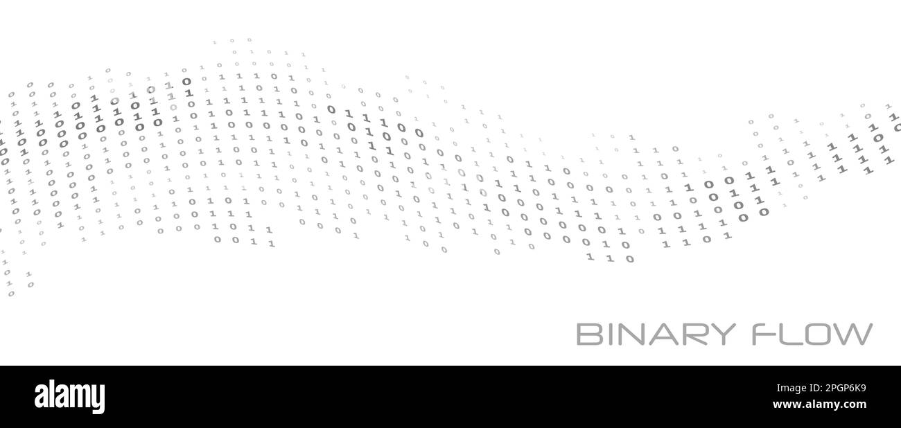 Flusso binario. Flusso di dati digitali in grigio e zero. Pattern grafico vettoriale minimo Illustrazione Vettoriale