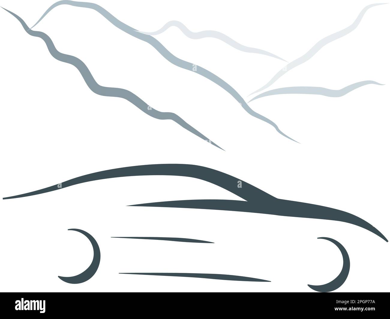 auto e montagne Illustrazione Vettoriale
