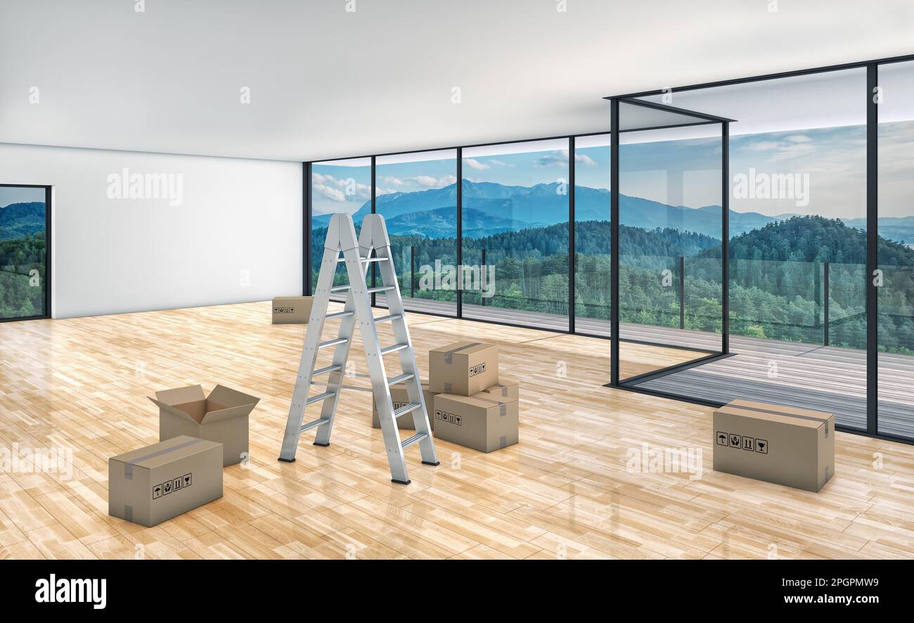 3d rendering di una stanza vuota Foto Stock