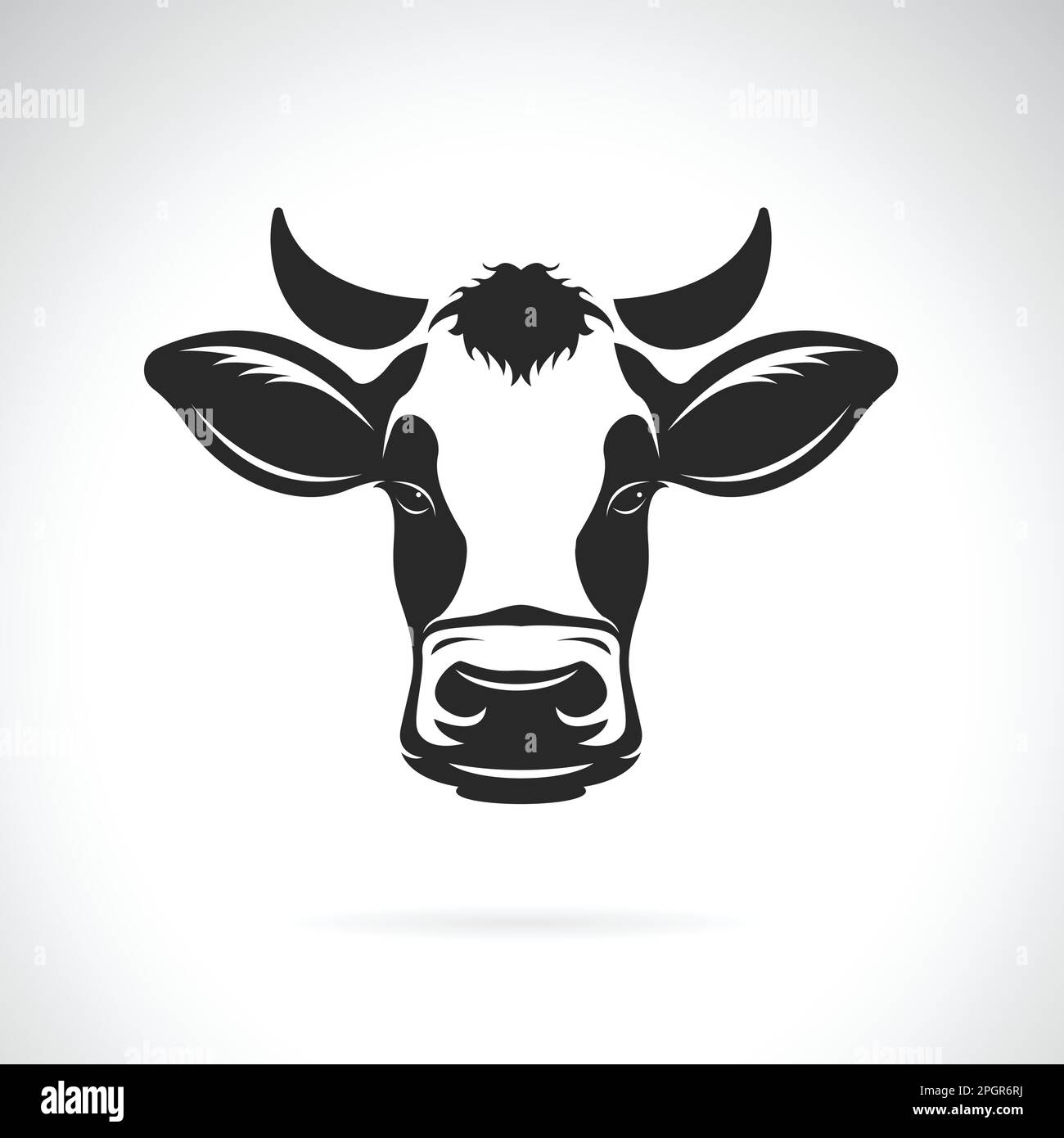 Vettore di disegno della testa di vacca su sfondo bianco. Illustrazione vettoriale a livelli facilmente modificabile. Animali da fattoria. Illustrazione Vettoriale