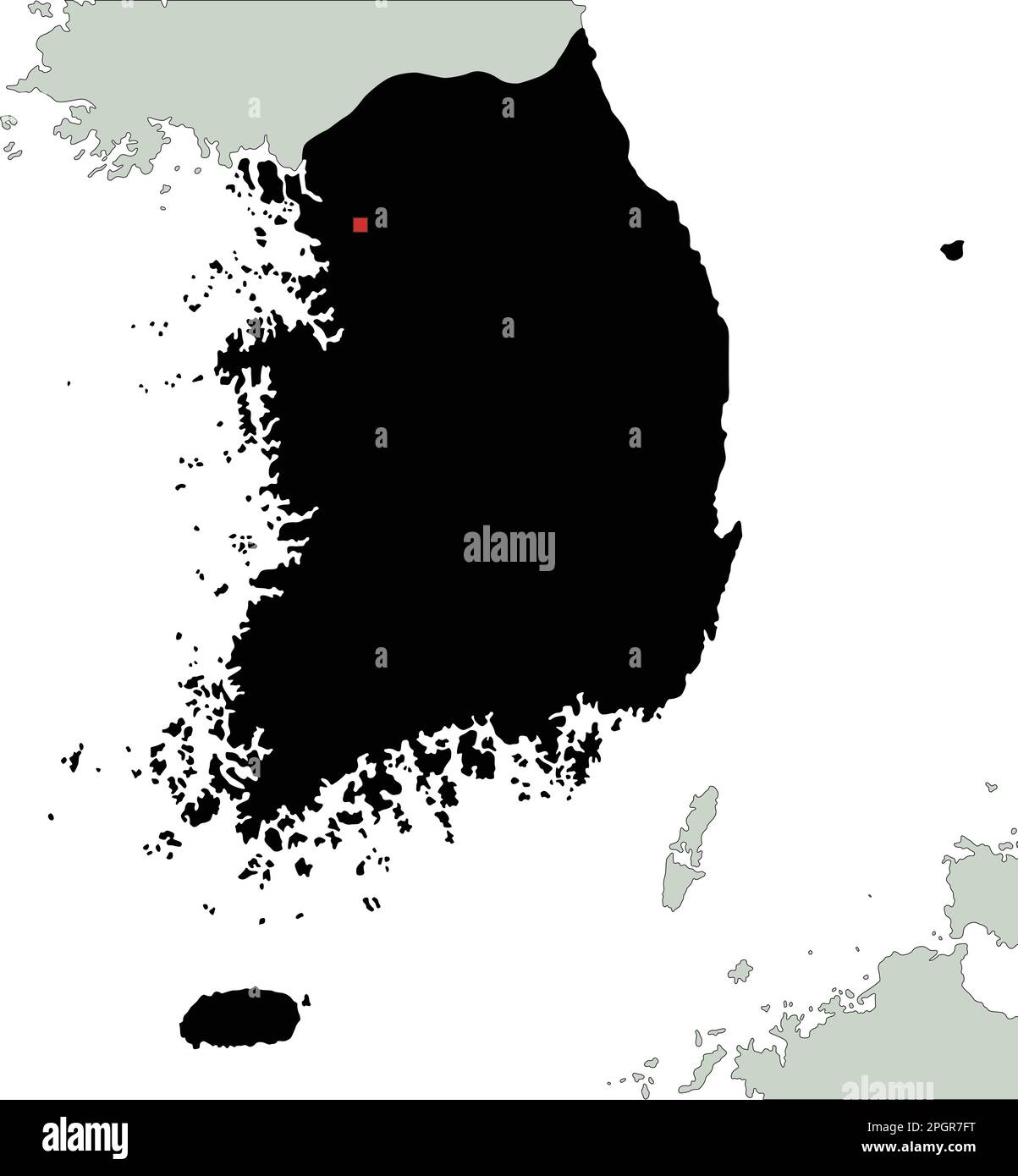 Mappa dettagliata della Corea del Sud Silhouette. Illustrazione Vettoriale