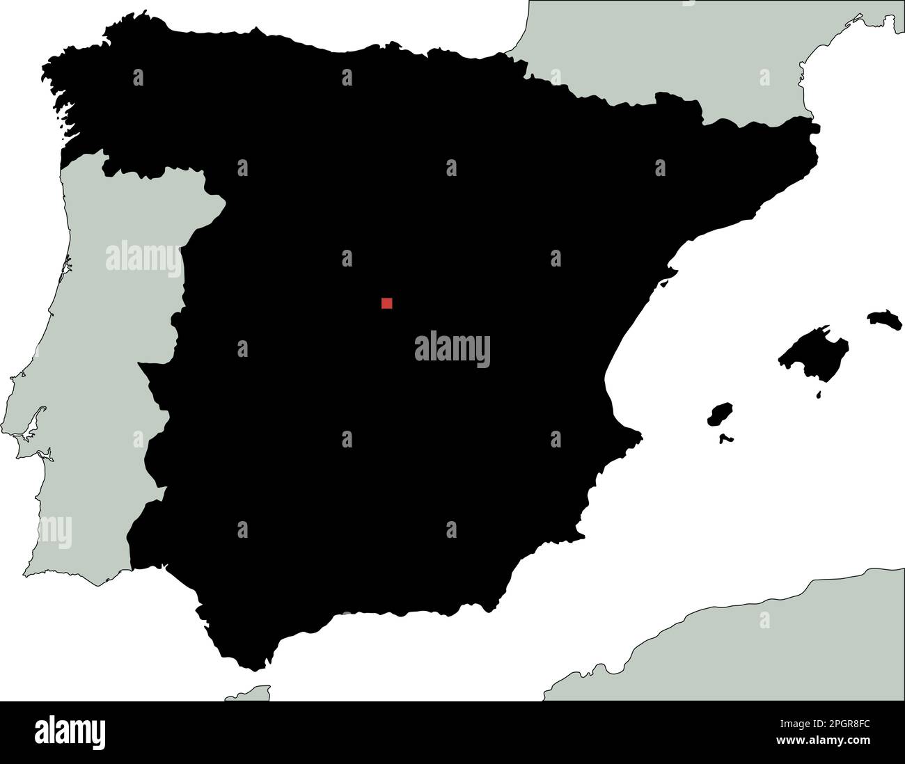 Mappa Spagna Silhouette molto dettagliata. Illustrazione Vettoriale