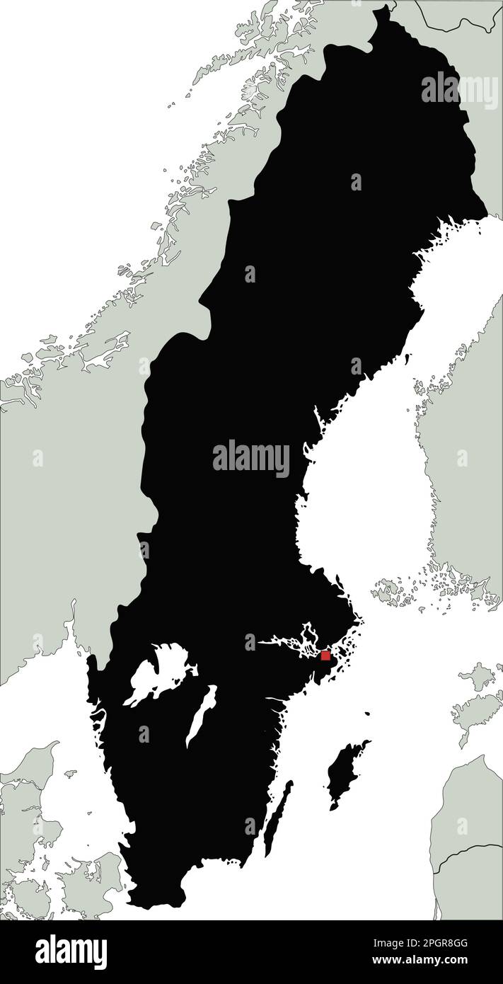 Mappa della Silhouette della Svezia molto dettagliata. Illustrazione Vettoriale