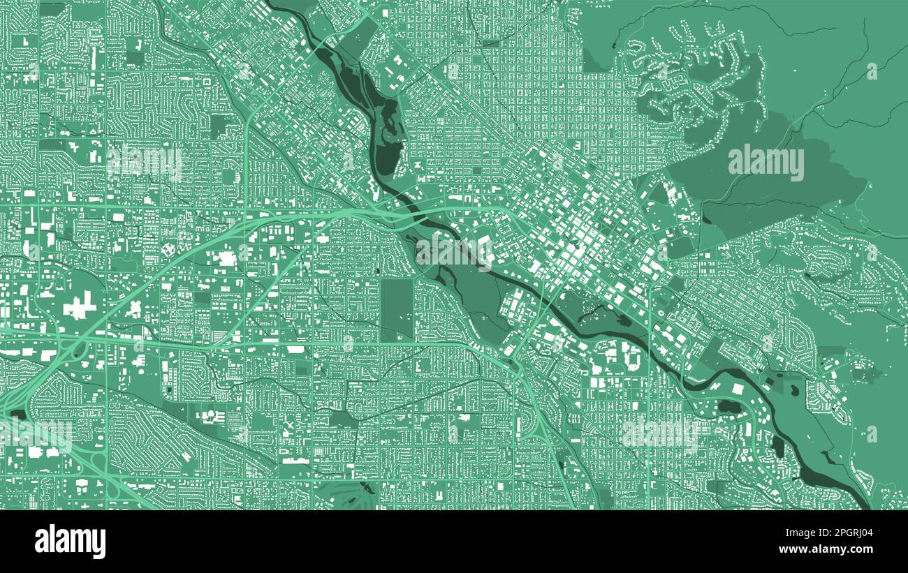 Sfondo Boise mappa, Idaho, città poster verde. Mappa vettoriale con strade e acqua. Proporzioni widescreen, roadmap digitale con design piatto. Illustrazione Vettoriale