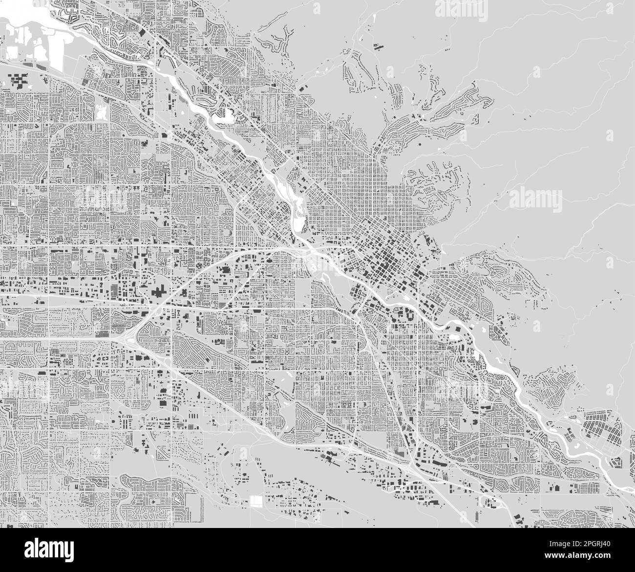 Mappa della città di Boise, Idaho. Poster in bianco e nero urbano. Immagine della mappa stradale con vista dell'area metropolitana. Illustrazione Vettoriale