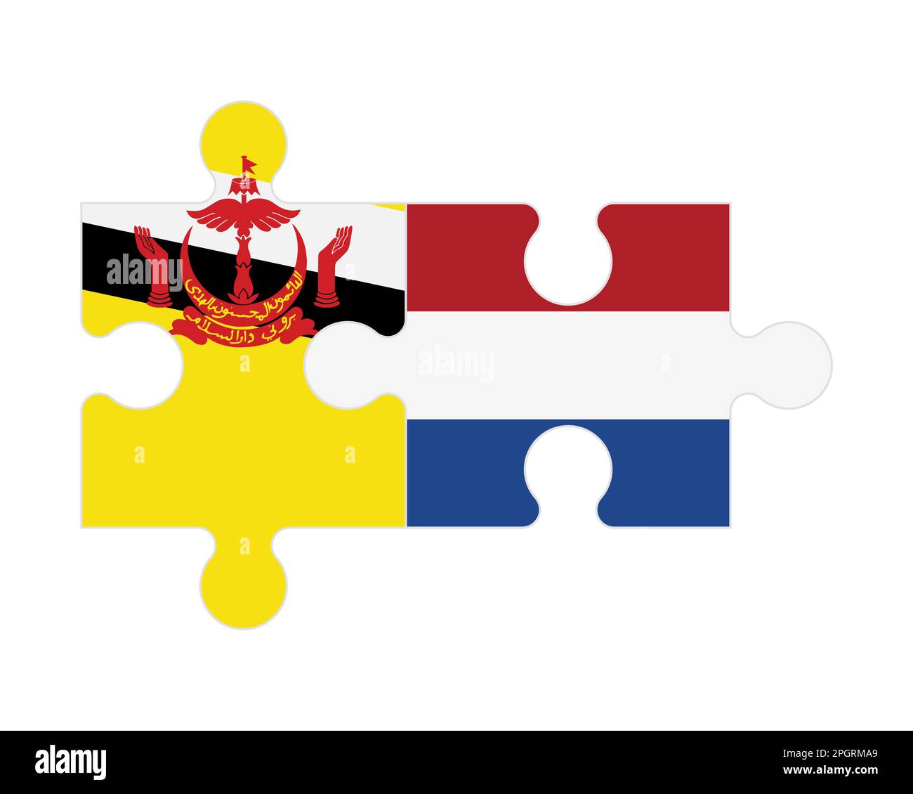 Puzzle connesso di bandiere di Brunei e Paesi Bassi, vettore Illustrazione Vettoriale