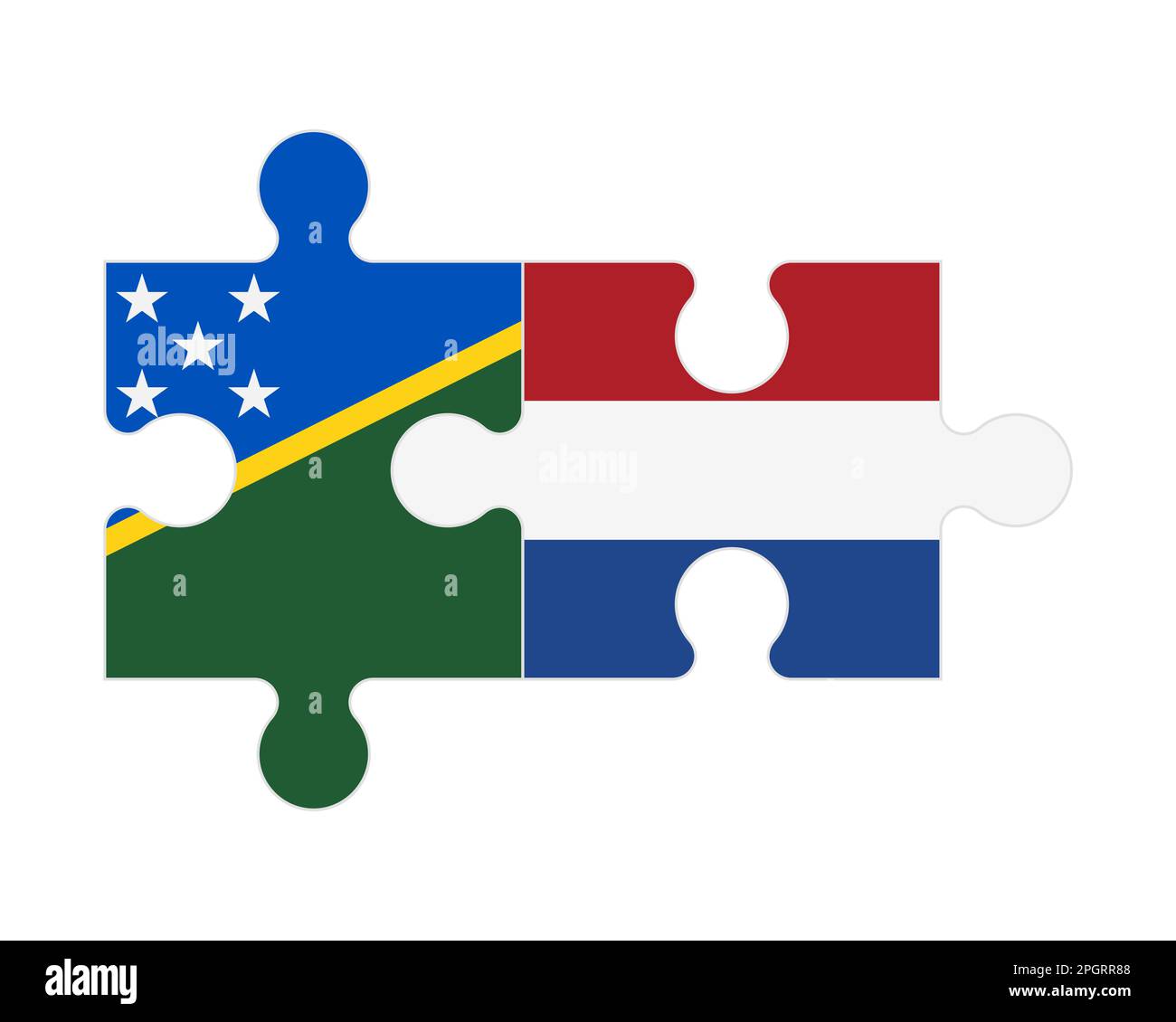 Puzzle collegato di bandiere delle Isole Salomone e Paesi Bassi, vettore Illustrazione Vettoriale