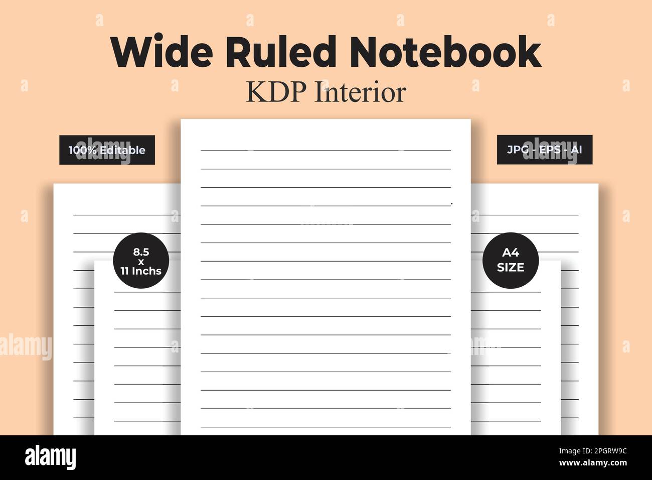 Ampio notebook KDP interno basso e senza contenuto Libro Illustrazione Vettoriale