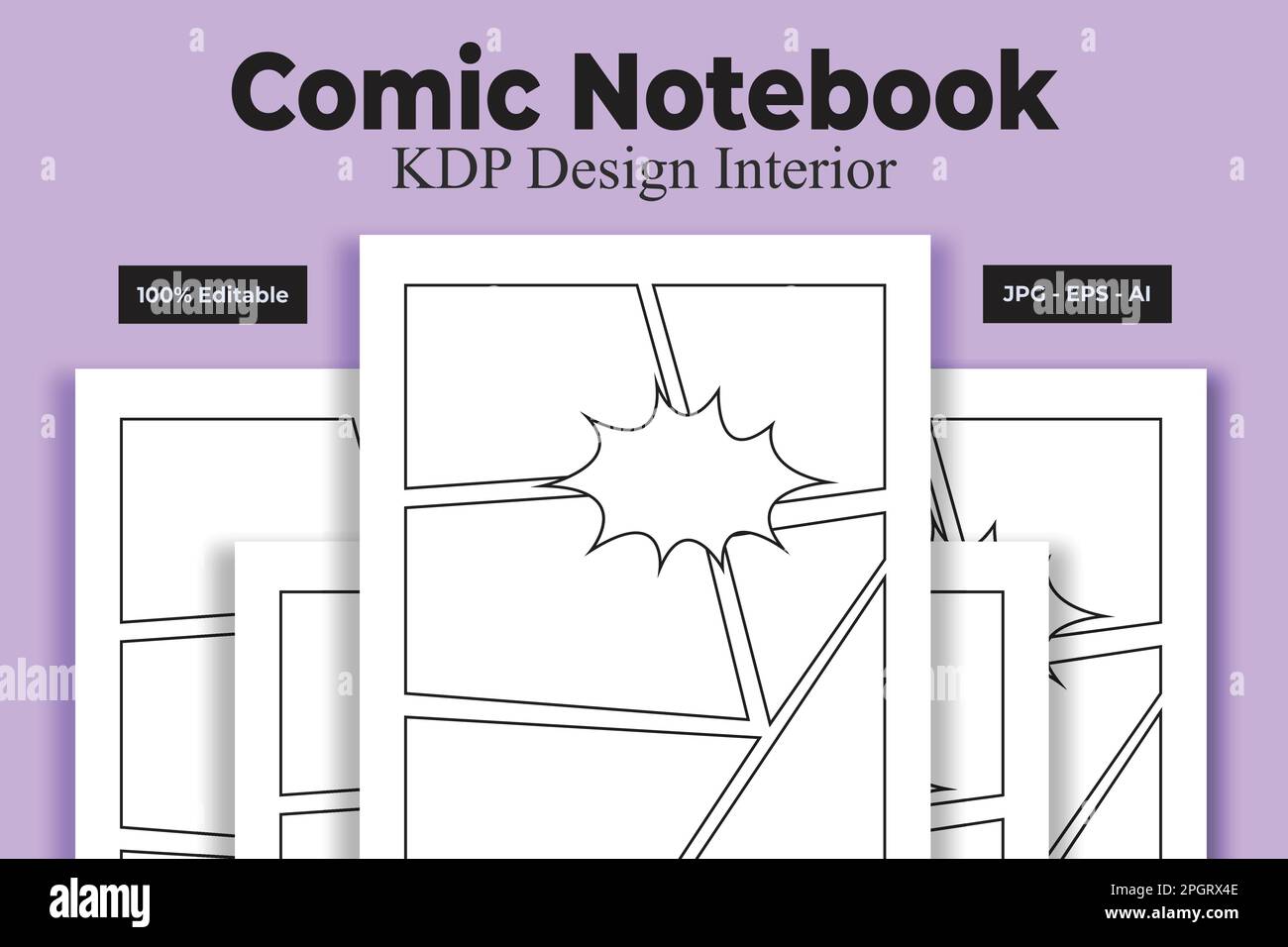 Fumetto notebook KDP interno basso e senza contenuto Libro Illustrazione Vettoriale