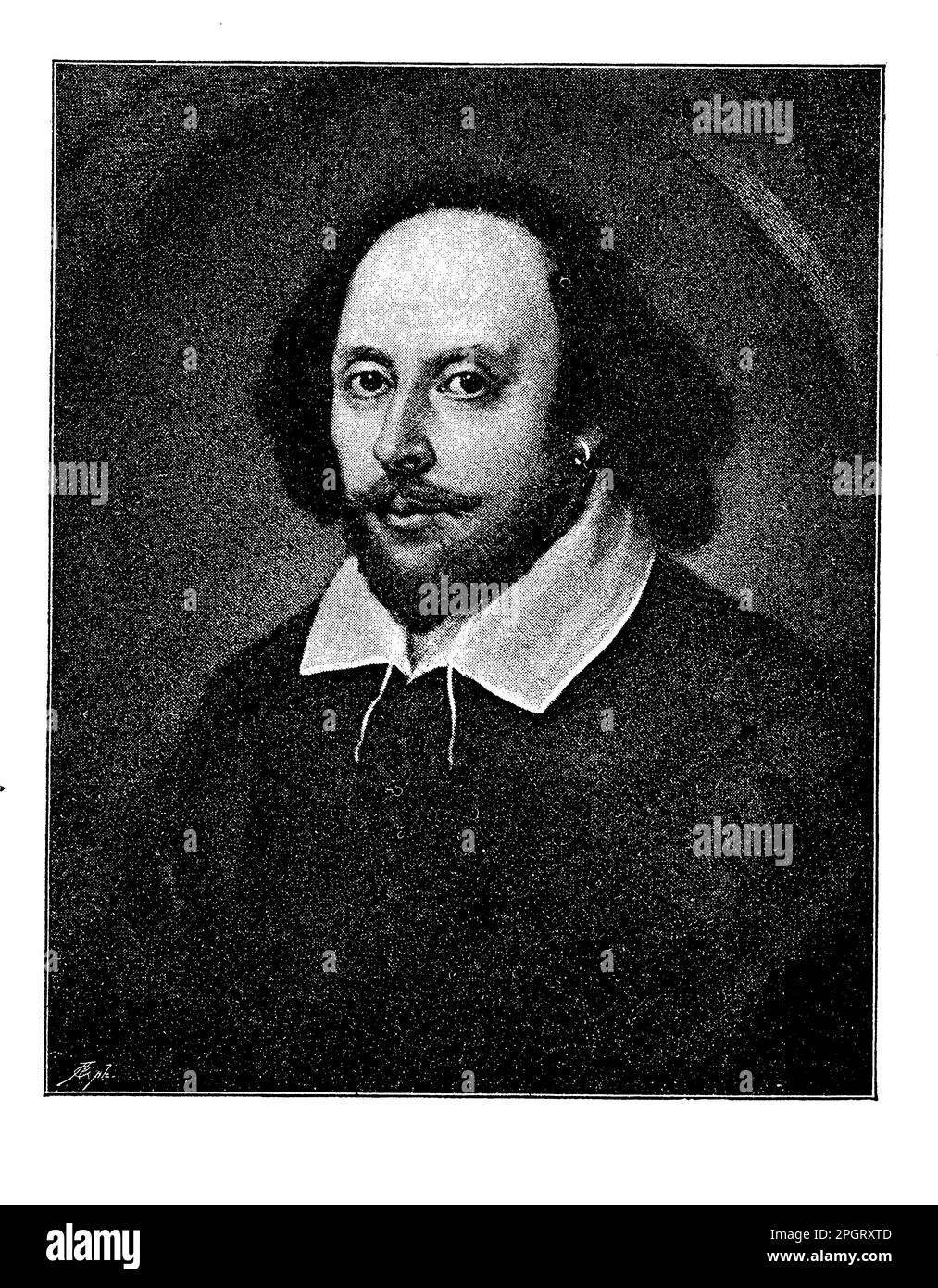 William Shakespeare è stato un drammaturgo e poeta inglese, ampiamente considerato uno dei più grandi scrittori della lingua inglese. Visse dal 1564-1616 e scrisse decine di opere, tra cui classici come Amleto, Romeo e Giulietta e Macbeth Foto Stock